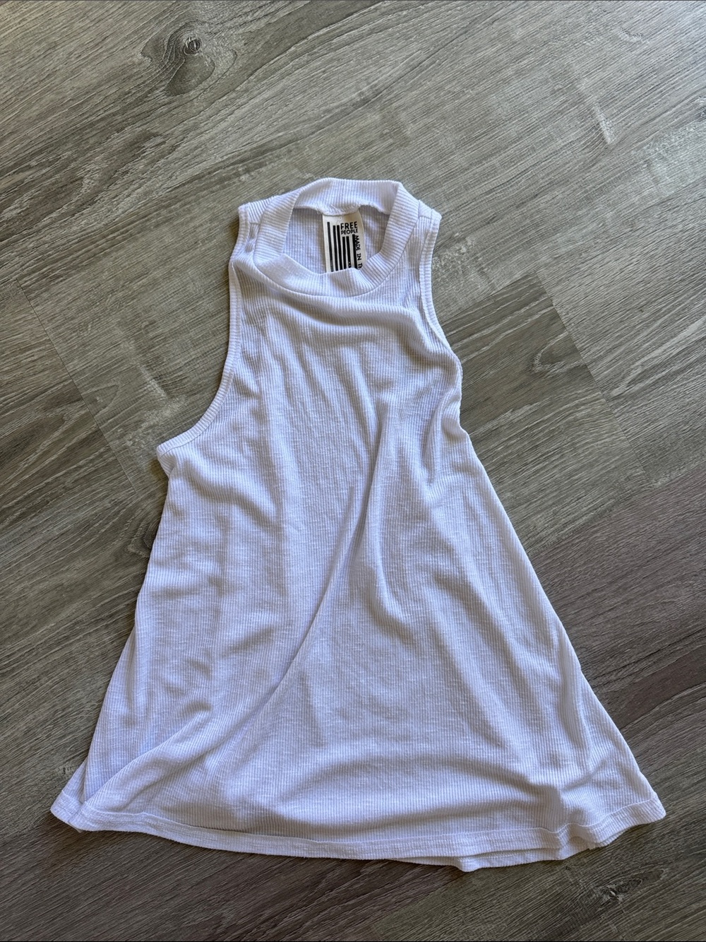 Free People Long Beach Tank White Ribbed Tank Top